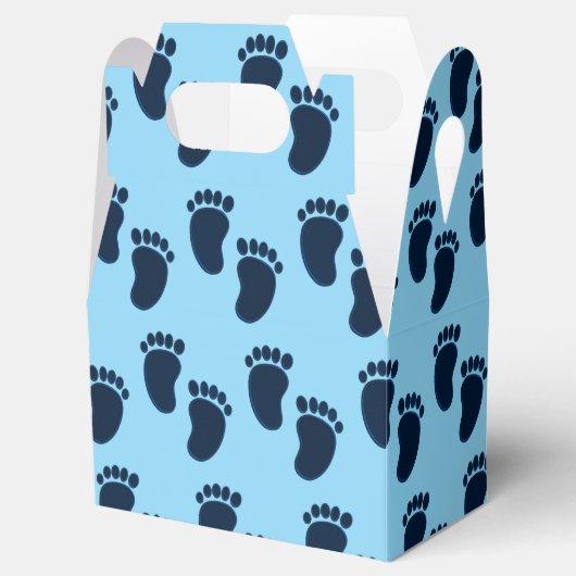 Baby Boy Blue Faux Borduurwerk Print Patroon Bedankdoosjes (Geopend)