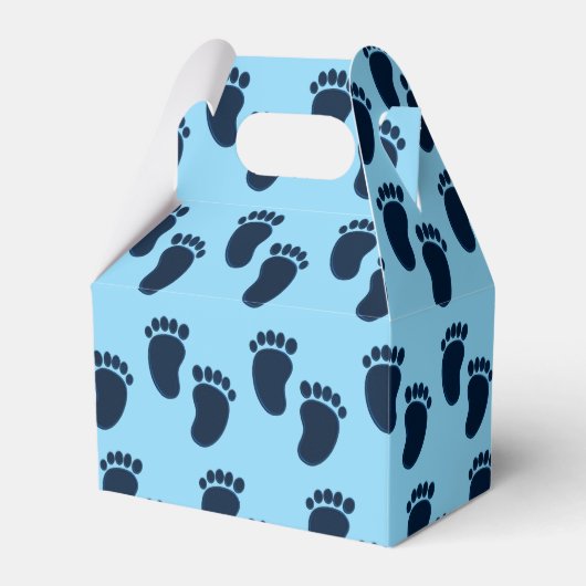 Baby Boy Blue Faux Borduurwerk Print Patroon Bedankdoosjes (Voorkant Zijde)