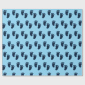 Baby Boy Blue Faux Borduurwerk Print Patroon Cadeaupapier (Vlak)