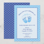 Baby Boy Blue Feet Baby shower Polka Dot Kaart (Voorkant / Achterkant)