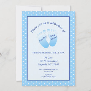 Baby Boy Blue Feet Baby shower Polka Dot Kaart