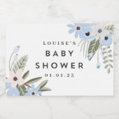 Baby Boy Blue Floral Baby shower Mini Fles Label Sparkling Wijnetiket (Enkel label)