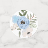 Baby Boy Blue Floral Baby shower Table Confetti (Kleine voorkant)