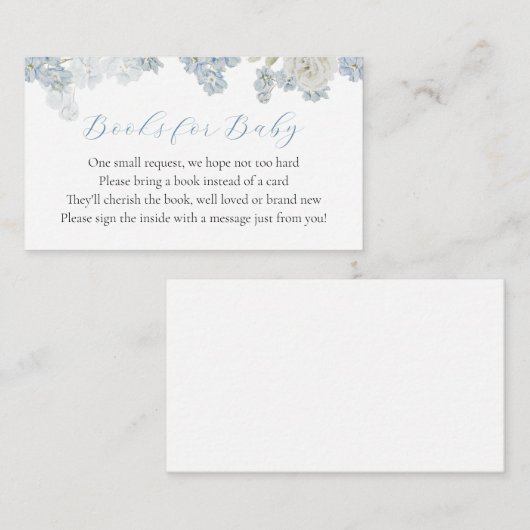 Baby Boy Blue Floral Book Request Enclosure Kaart (Voorkant / Achterkant)