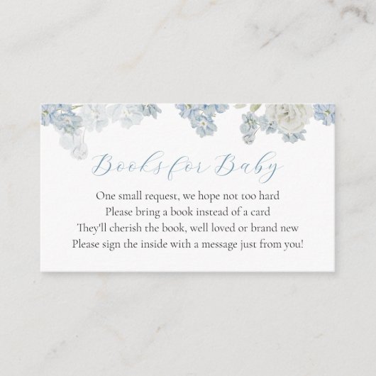 Baby Boy Blue Floral Book Request Enclosure Kaart (Voorkant)
