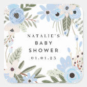 Baby Boy Blue Floral Large Baby shower Sticker (Voorkant)