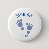 Baby Boy Blue Footprint Baby shower Button (Voorkant)