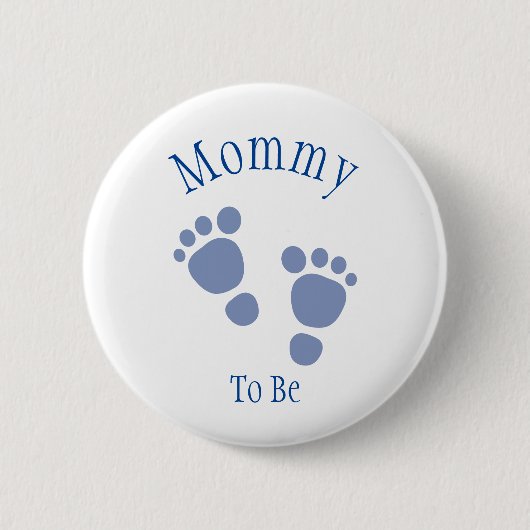 Baby Boy Blue Footprint Baby shower Button (Voorkant)