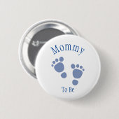 Baby Boy Blue Footprint Baby shower Button (Voorkant /achterkant)