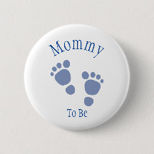 Baby Boy Blue Footprint Baby shower Button