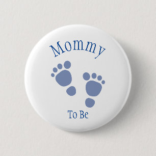 Baby Boy Blue Footprint Baby shower Button