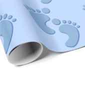 Baby Boy Blue Footprint Wrapping Paper Cadeaupapier (Rol Hoek)