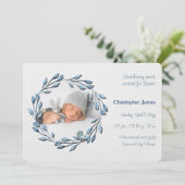Baby Boy Blue Foto geboorteaankondiging Aankondiging (Staand voorkant)