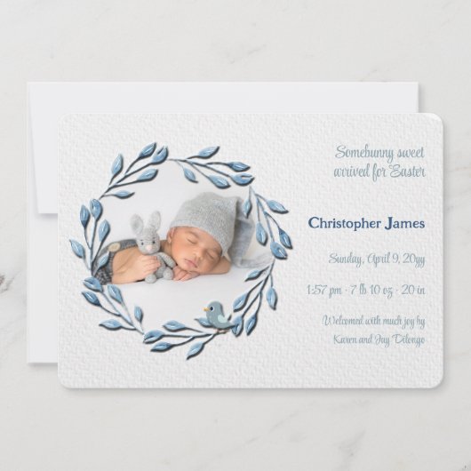 Baby Boy Blue Foto geboorteaankondiging Aankondiging (Voorkant)