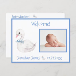Baby Boy Blue Foto Typografie Name Birth Stats Aankondigingskaart