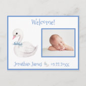 Baby Boy Blue Foto Typografie Name Birth Stats Aankondigingskaart (Voorkant)