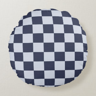 Baby Boy Blue Geometrisch Vierkant Quilt Patroon Rond Kussen