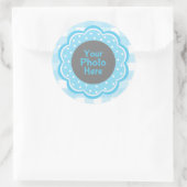 Baby Boy Blue Gingham Foto Ronde Sticker (Tas)