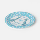 Baby Boy Blue Giraffe Baby shower Papieren Bordje (Gekanteld)