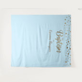 Baby boy Blue Gold Confetti Doop Achtergrond Wandkleed (Voorkant (horizontaal))