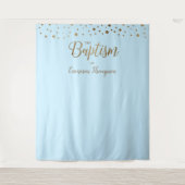 Baby boy Blue Gold Confetti Doop Achtergrond Wandkleed (Voorkant)
