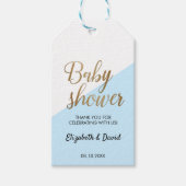 Baby Boy Blue Gold Dank je Baby shower Cadeaulabel (Voorkant)
