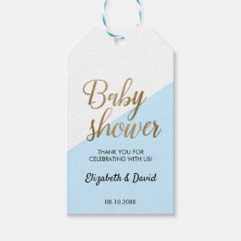 Baby Boy Blue Gold Dank je Baby shower Cadeaulabel