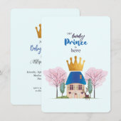 Baby Boy Blue Gold Prince Castle Baby shower Kaart (Voorkant / Achterkant)