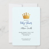 Baby Boy Blue Gold Prince Castle Baby shower Kaart (Achterkant)