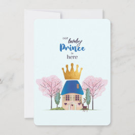 Baby Boy Blue Gold Prince Castle Baby shower Kaart