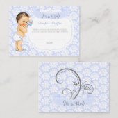 Baby Boy Blue Gray Diaper Raffle Ticket Informatiekaartje (Voorkant / Achterkant)