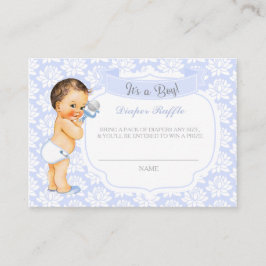 Baby Boy Blue Gray Diaper Raffle Ticket Informatiekaartje