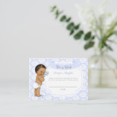 Baby Boy Blue Grey Diaper Raffle Ticket Informatiekaartje (Staand voorkant)