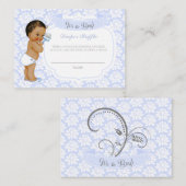 Baby Boy Blue Grey Diaper Raffle Ticket Informatiekaartje (Voorkant / Achterkant)