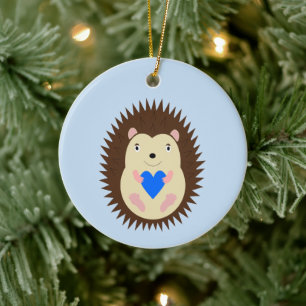 Baby Boy Blue Hart Egel Aangepaste Naam Keramisch Ornament