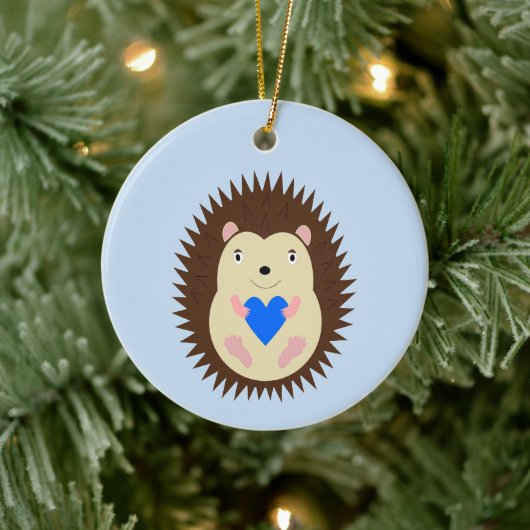 Baby Boy Blue Hart Egel Aangepaste Naam Keramisch Ornament (Boom)