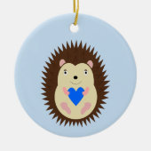 Baby Boy Blue Hart Egel Aangepaste Naam Keramisch Ornament (Voorkant)