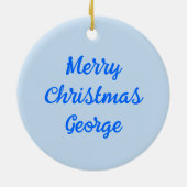 Baby Boy Blue Hart Egel Aangepaste Naam Keramisch Ornament (Achterkant)