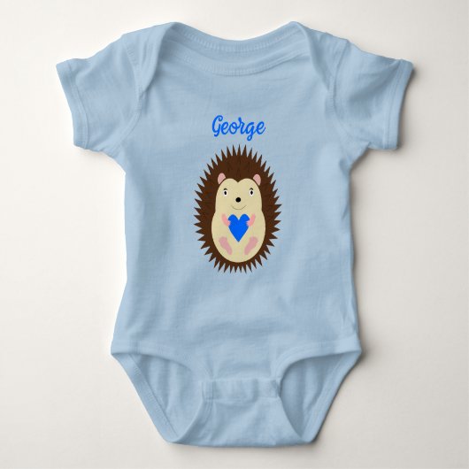 Baby Boy Blue Hart Egel Aangepaste Naam Romper (Voorkant)