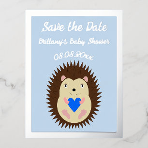 Baby Boy Blue Hart Egel Baby Shower Folie Feestdagen Briefkaart