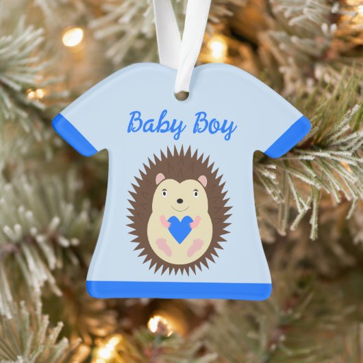 Baby Boy Blue Hart Egel Eerste Kerstmis Ornament (Boom)