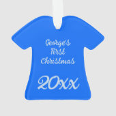 Baby Boy Blue Hart Egel Eerste Kerstmis Ornament (achterkant)