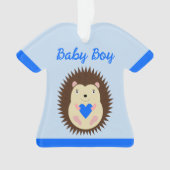 Baby Boy Blue Hart Egel Eerste Kerstmis Ornament (voorkant)