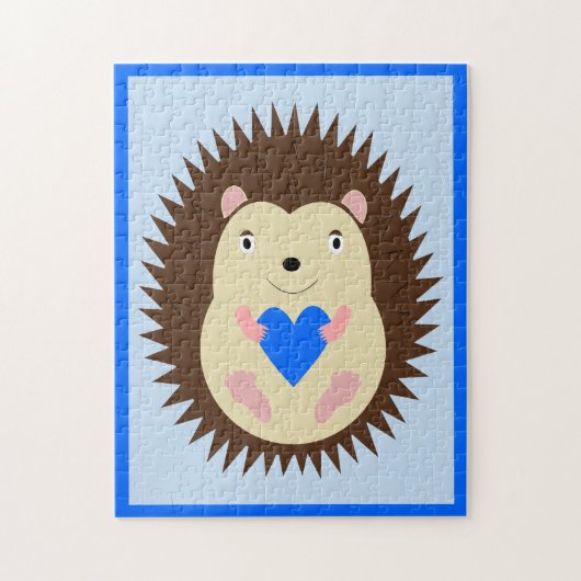 Baby Boy Blue Hart Egel Legpuzzel (Verticaal)