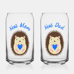 Baby Boy Blue Hart Egel Nieuwe Ouders Blikvorm Glas