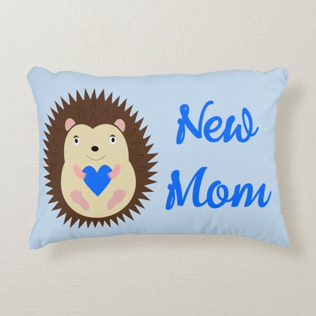 Baby Boy Blue Hart Egel Op Maat Accent Kussen (Voorkant)