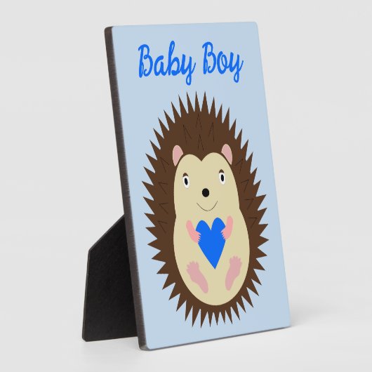 Baby Boy Blue Hart Egel Op Maat Fotoplaat (Zijkant)