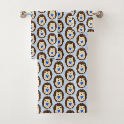 Baby Boy Blue Hart Egel Patroon Bad Handdoek (Insitu)
