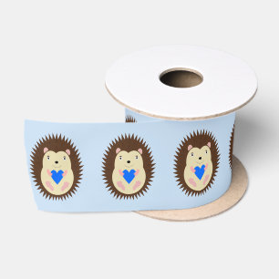 Baby Boy Blue Hart Egel Patroon Satijnen Lint