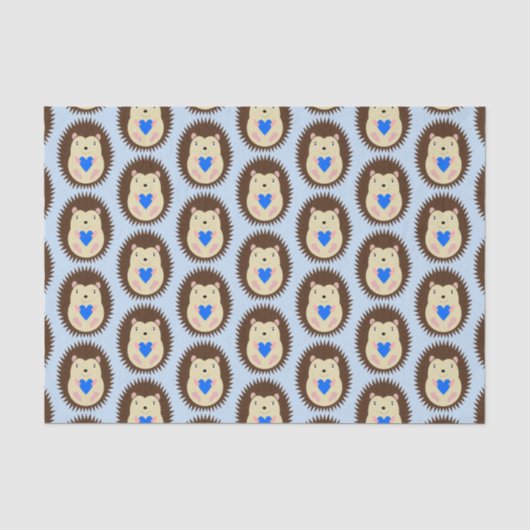 Baby Boy Blue Hart Egel Patroon Tissuepapier (Voorkant)